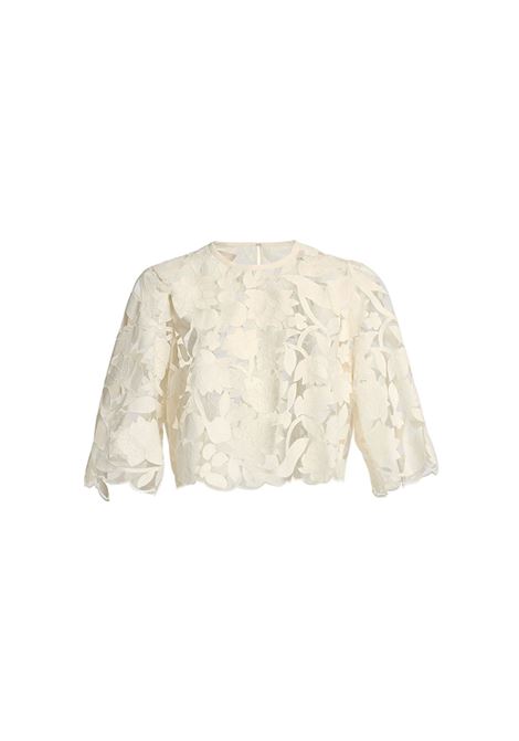 Top in tulle ricamato in bianco ELie Saab - donna